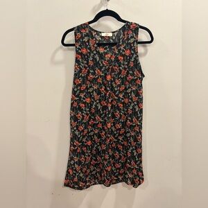 Entro Black Floral V-Neck Dress Size Small